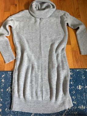 Lulu's Light Gray Cowl Sweater Dress